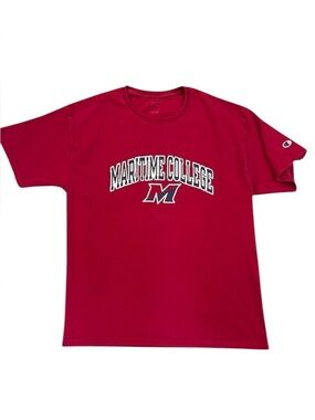 Champion Maritime College T Shirt Red Arch Spellout Logo Adult Large Cotton
